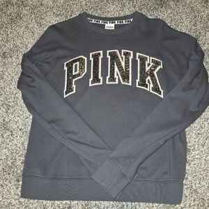 PINK Victoria's Secret Gray Sweatshirt With Sequin Logo